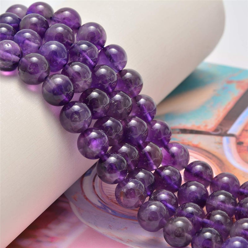 NCB 100pcs Original Natural Stone Beads Gemstone Round Loose Beads 6mm 8mm 10mm (Amethyst, 10mm 100Beads) - Image 3